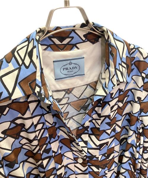 PRADA（プラダ）PRADA (プラダ) 総柄シャツワンピース スカイブルー サイズ:40Sの古着・服飾アイテム