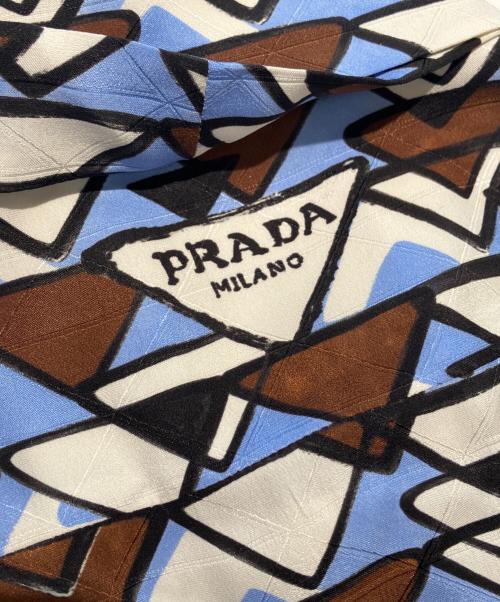 PRADA（プラダ）PRADA (プラダ) 総柄シャツワンピース スカイブルー サイズ:40Sの古着・服飾アイテム