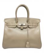 HERMESエルメス）の古着「バーキン35/マットシルバー金具/ボックスカーフ/▢G刻印」｜ベージュ系