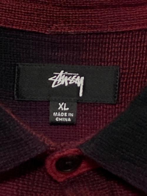 stussy（ステューシー）stussy (ステューシー) LOOSE WEAVE PLAID SHIRT レッド×ブラック サイズ:XLの古着・服飾アイテム