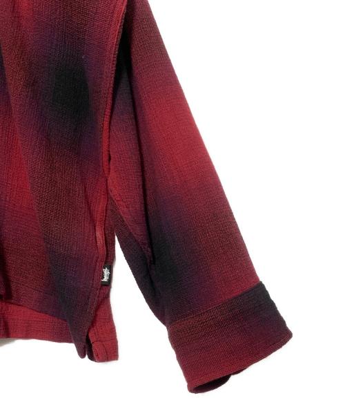 stussy（ステューシー）stussy (ステューシー) LOOSE WEAVE PLAID SHIRT レッド×ブラック サイズ:XLの古着・服飾アイテム