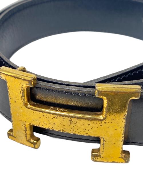 HERMES（エルメス）HERMES (エルメス) H コンスタンスベルト ブラック×ゴールド サイズ:65cmの古着・服飾アイテム