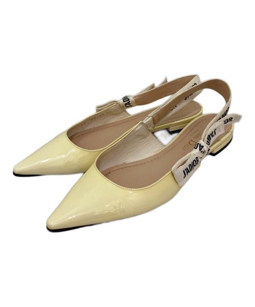 Christian Dior（クリスチャン ディオール）Christian Dior (クリスチャン ディオール) スリングバックパテントパンプス イエロー サイズ:35の古着・服飾アイテム