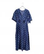 FENDIフェンディ）の古着「総柄 シルク ワンピース」｜ネイビー
