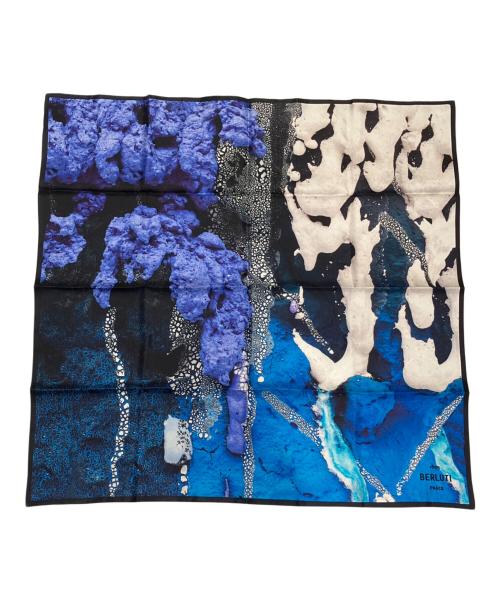 Berluti（ベルルッティ）Berluti (ベルルッティ) Wフェイス総柄シルクスカーフ ブルーの古着・服飾アイテム