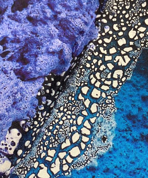 Berluti（ベルルッティ）Berluti (ベルルッティ) Wフェイス総柄シルクスカーフ ブルーの古着・服飾アイテム