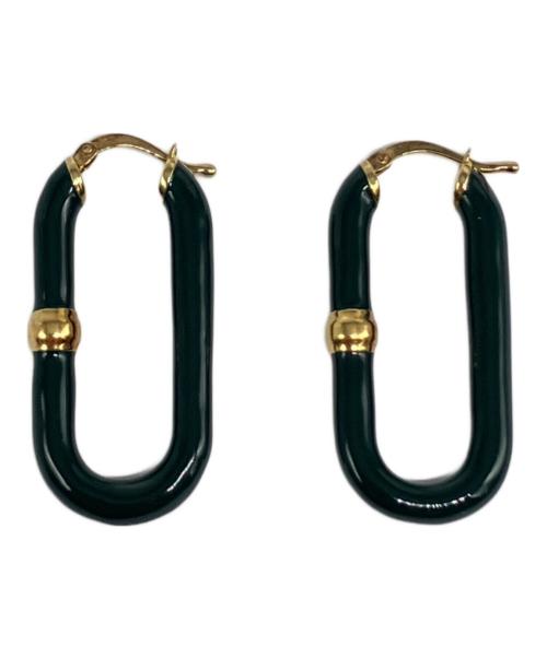 BOTTEGA VENETA（ボッテガベネタ）BOTTEGA VENETA (ボッテガベネタ) ロング フープ ピアス グリーン×ゴールドの古着・服飾アイテム