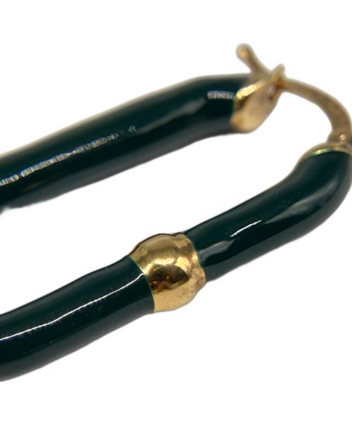 BOTTEGA VENETA（ボッテガベネタ）BOTTEGA VENETA (ボッテガベネタ) ロング フープ ピアス グリーン×ゴールドの古着・服飾アイテム