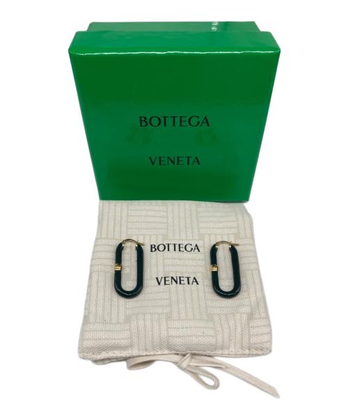 BOTTEGA VENETA（ボッテガベネタ）BOTTEGA VENETA (ボッテガベネタ) ロング フープ ピアス グリーン×ゴールドの古着・服飾アイテム