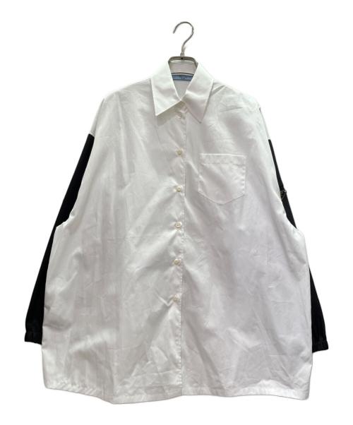 PRADA（プラダ）PRADA (プラダ) 袖切替 シャツ ブラック×ホワイト サイズ:38の古着・服飾アイテム
