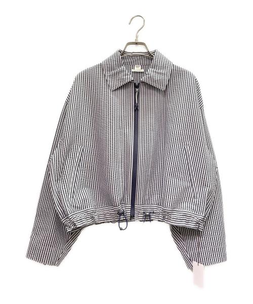 HERMES（エルメス）HERMES (エルメス) シアサッカー ジップブルゾン ネイビー×ホワイト サイズ:34 未使用品の古着・服飾アイテム