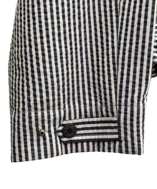 HERMES（エルメス）HERMES (エルメス) シアサッカー ジップブルゾン ネイビー×ホワイト サイズ:34 未使用品の古着・服飾アイテム