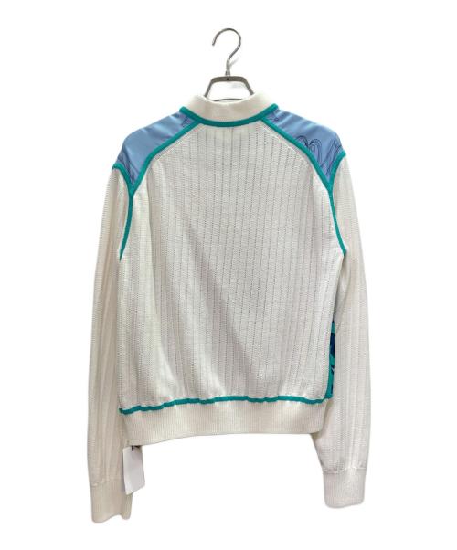 HERMES（エルメス）HERMES (エルメス) ツイルレーヌ ジップアップジャケット スカイブルー×ホワイト サイズ:36の古着・服飾アイテム
