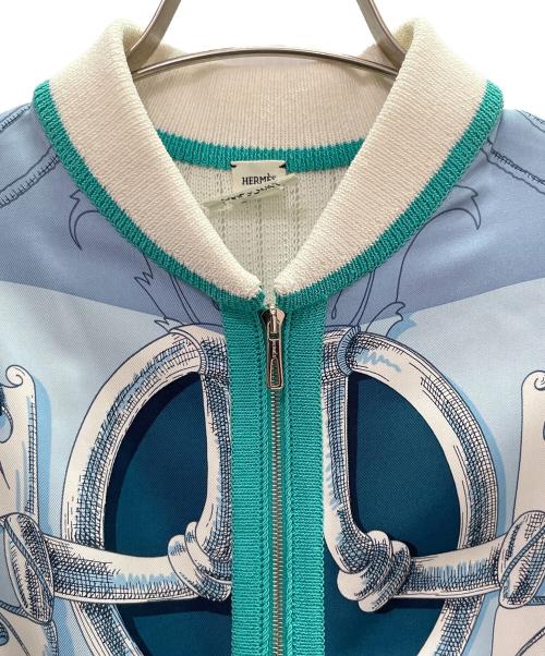 HERMES（エルメス）HERMES (エルメス) ツイルレーヌ ジップアップジャケット スカイブルー×ホワイト サイズ:36の古着・服飾アイテム