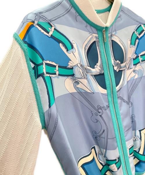 HERMES（エルメス）HERMES (エルメス) ツイルレーヌ ジップアップジャケット スカイブルー×ホワイト サイズ:36の古着・服飾アイテム