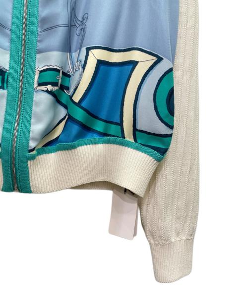 HERMES（エルメス）HERMES (エルメス) ツイルレーヌ ジップアップジャケット スカイブルー×ホワイト サイズ:36の古着・服飾アイテム