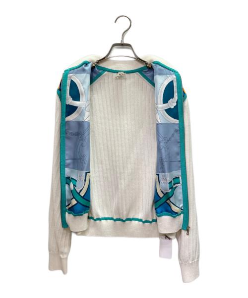 HERMES（エルメス）HERMES (エルメス) ツイルレーヌ ジップアップジャケット スカイブルー×ホワイト サイズ:36の古着・服飾アイテム