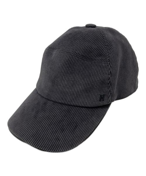 HERMES（エルメス）HERMES (エルメス) レザーパイピングコードュロイキャップ グレーの古着・服飾アイテム