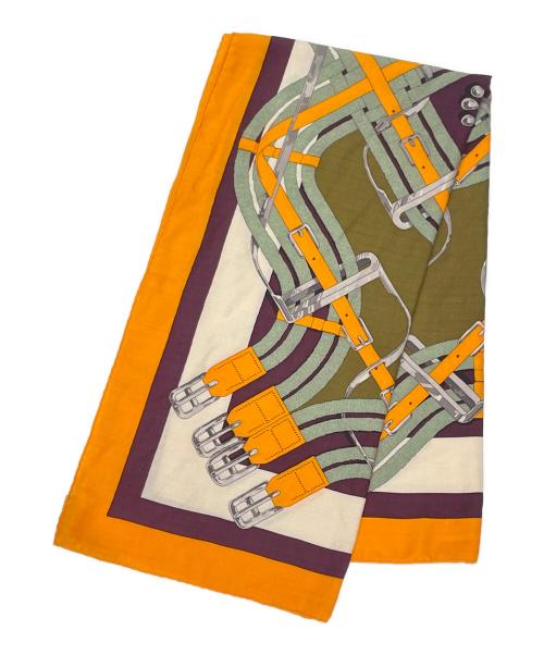 HERMES（エルメス）HERMES (エルメス) カレジェアン 《Mors a Jouets 馬銜 》 オレンジ サイズ:140×140の古着・服飾アイテム