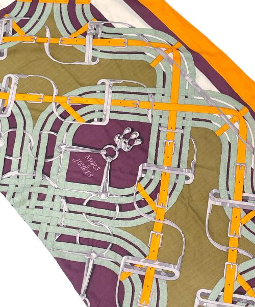 HERMES（エルメス）HERMES (エルメス) カレジェアン 《Mors a Jouets 馬銜 》 オレンジ サイズ:140×140の古着・服飾アイテム