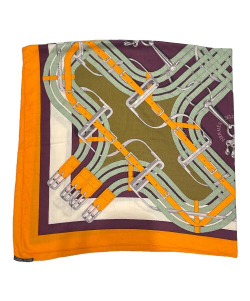 HERMES（エルメス）HERMES (エルメス) カレジェアン 《Mors a Jouets 馬銜 》 オレンジ サイズ:140×140の古着・服飾アイテム