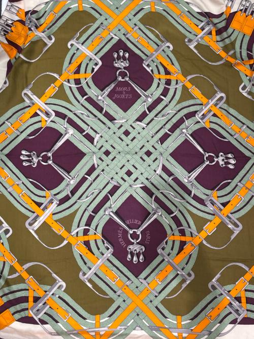 HERMES（エルメス）HERMES (エルメス) カレジェアン 《Mors a Jouets 馬銜 》 オレンジ サイズ:140×140の古着・服飾アイテム