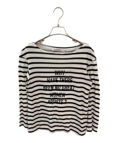 Christian Dior（クリスチャン ディオール）Christian Dior (クリスチャン ディオール) ボーダーロングスリーブカットソー ホワイト×ブラック サイズ:Sの古着・服飾アイテム