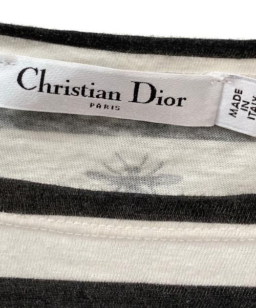 Christian Dior（クリスチャン ディオール）Christian Dior (クリスチャン ディオール) ボーダーロングスリーブカットソー ホワイト×ブラック サイズ:Sの古着・服飾アイテム