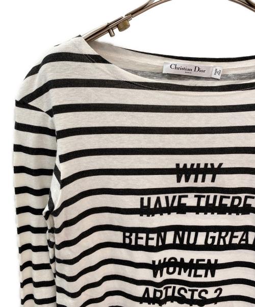 Christian Dior（クリスチャン ディオール）Christian Dior (クリスチャン ディオール) ボーダーロングスリーブカットソー ホワイト×ブラック サイズ:Sの古着・服飾アイテム