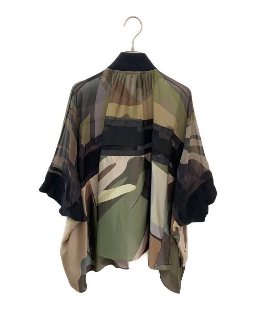 sacai（サカイ）sacai (サカイ) KAWS (カウズ) カモ柄シースルーブルゾン カーキ サイズ:1の古着・服飾アイテム