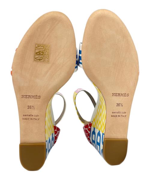 HERMES（エルメス）HERMES (エルメス) アカプルコ ウェッジソール サンダル マルチカラー サイズ:36 1/2の古着・服飾アイテム