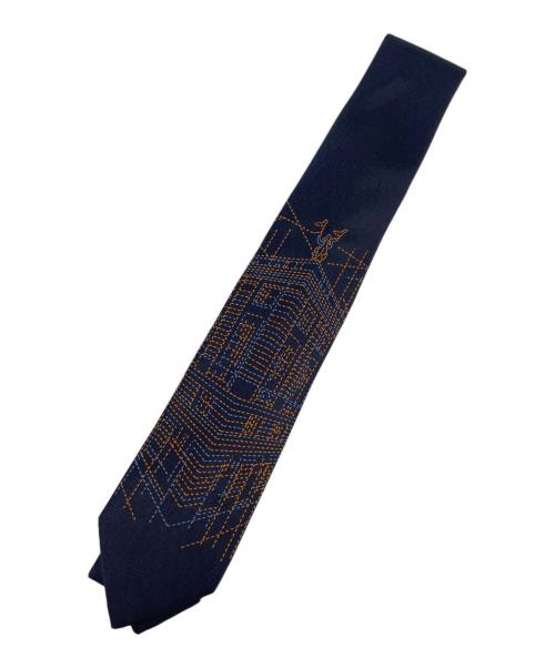 HERMES（エルメス）HERMES (エルメス) シルク刺繍 ネクタイ ネイビー サイズ:無し 未使用品の古着・服飾アイテム