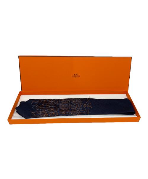 HERMES（エルメス）HERMES (エルメス) シルク刺繍 ネクタイ ネイビー サイズ:無し 未使用品の古着・服飾アイテム