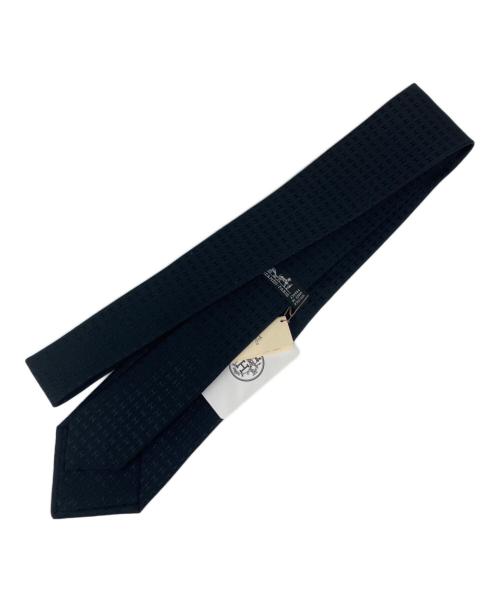 HERMES（エルメス）HERMES (エルメス) Ｈロゴ シルク ネクタイ ブラック サイズ:無し 未使用品の古着・服飾アイテム