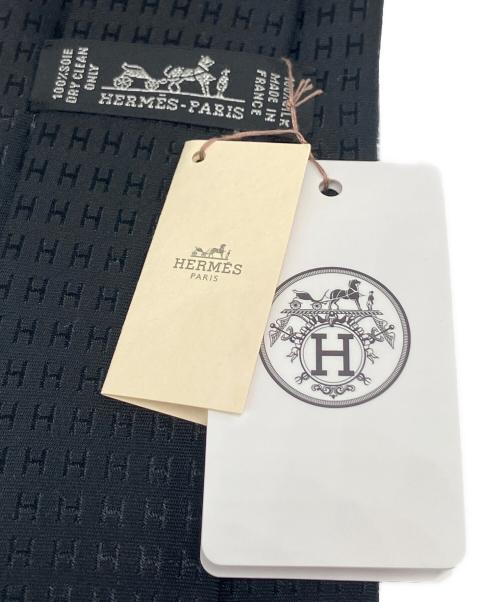 HERMES（エルメス）HERMES (エルメス) Ｈロゴ シルク ネクタイ ブラック サイズ:無し 未使用品の古着・服飾アイテム