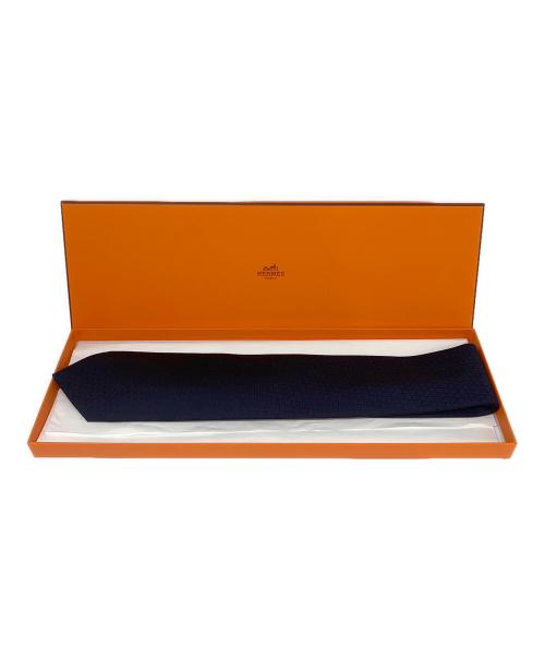 HERMES（エルメス）HERMES (エルメス) Hロゴ シルク ネクタイ ネイビー サイズ:無し 未使用品の古着・服飾アイテム