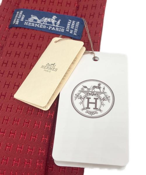 HERMES（エルメス）HERMES (エルメス) Hロゴ シルク ネクタイ レッド サイズ:不明 未使用品の古着・服飾アイテム