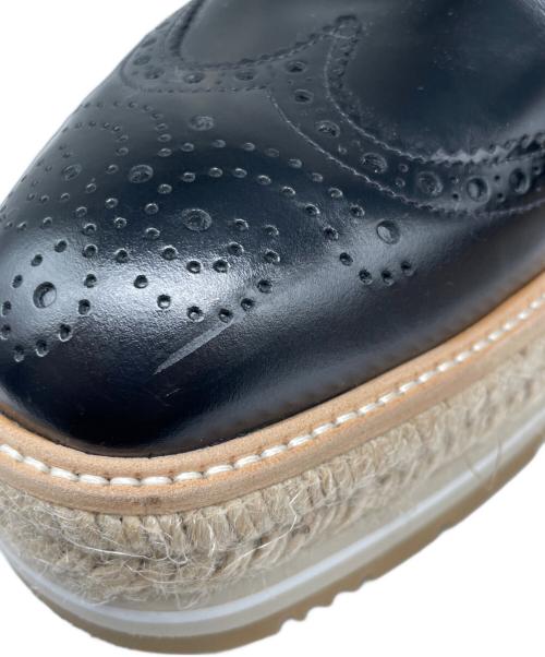 PRADA（プラダ）PRADA (プラダ) プラットフォームダービーウェッジソールシューズ ブラック×ベージュ サイズ:9　1/2の古着・服飾アイテム