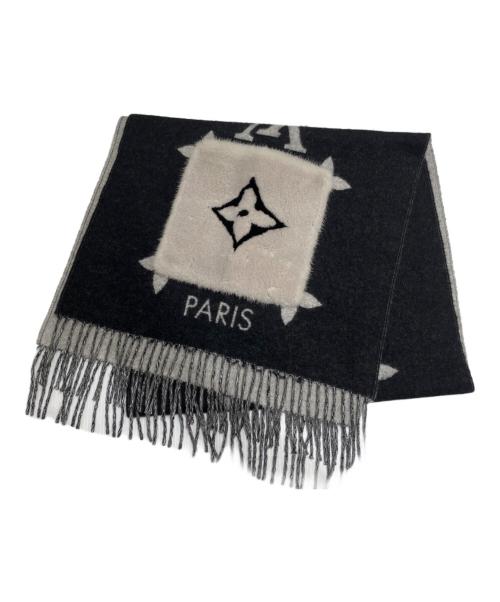 LOUIS VUITTON（ルイ ヴィトン）LOUIS VUITTON (ルイ ヴィトン) マフラー･コールド レイキャビック ブラック×グレーの古着・服飾アイテム