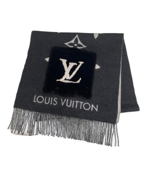 LOUIS VUITTON（ルイ ヴィトン）LOUIS VUITTON (ルイ ヴィトン) マフラー･コールド レイキャビック ブラック×グレーの古着・服飾アイテム