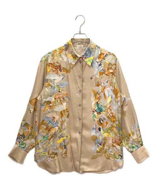 HERMES（エルメス）HERMES (エルメス) 総柄 シルク シャツ ベージュ サイズ:38の古着・服飾アイテム