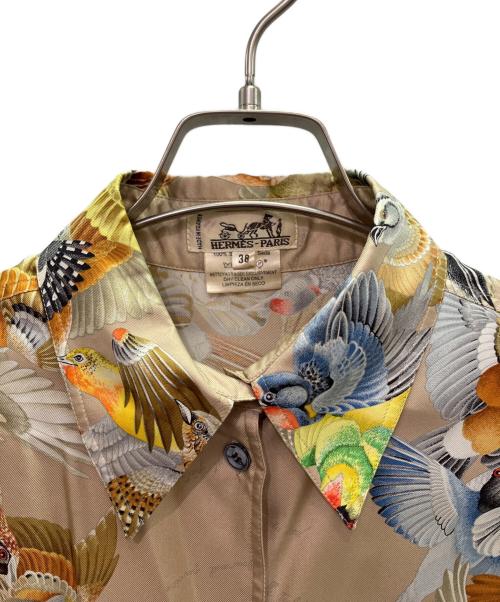 HERMES（エルメス）HERMES (エルメス) 総柄 シルク シャツ ベージュ サイズ:38の古着・服飾アイテム