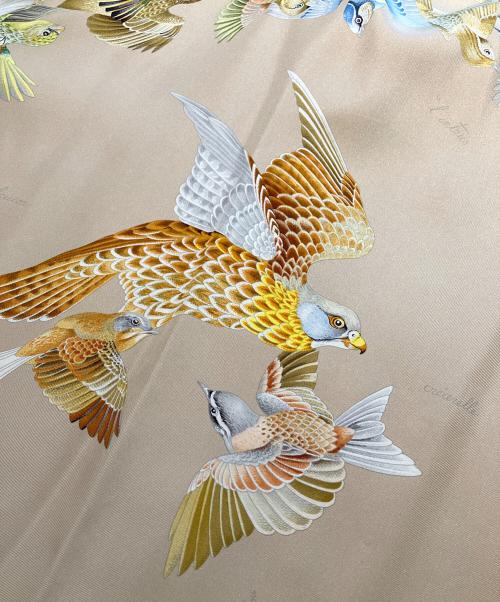 HERMES（エルメス）HERMES (エルメス) 総柄 シルク シャツ ベージュ サイズ:38の古着・服飾アイテム