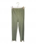 PLEATS PLEASEプリーツプリーズ）の古着「総柄プリーツパンツ」｜グリーン