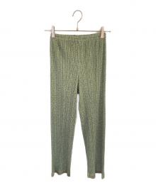 PLEATS PLEASE（プリーツプリーズ）の古着「総柄プリーツパンツ」｜グリーン
