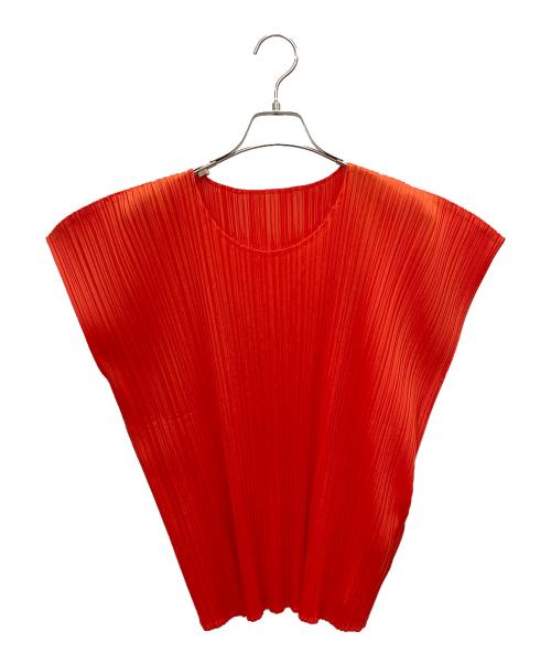 PLEATS PLEASE（プリーツプリーズ）PLEATS PLEASE (プリーツプリーズ) プリーツ ノースリーブ ブラウス オレンジ サイズ:3の古着・服飾アイテム