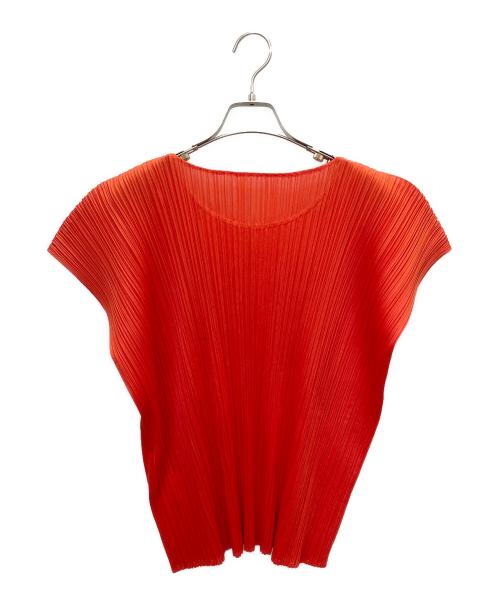 PLEATS PLEASE（プリーツプリーズ）PLEATS PLEASE (プリーツプリーズ) プリーツ ノースリーブ ブラウス オレンジ サイズ:3の古着・服飾アイテム