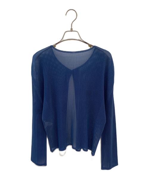 PLEATS PLEASE（プリーツプリーズ）PLEATS PLEASE (プリーツプリーズ) メッシュカーディガン ブルー サイズ:3の古着・服飾アイテム