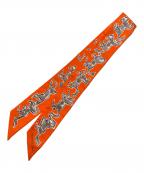 HERMESエルメス）の古着「ツィリーchevaux en liberte 自由の馬」｜オレンジ