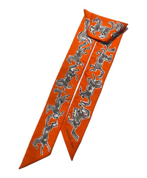 HERMES（エルメス）HERMES (エルメス) ツィリーchevaux en liberte 自由の馬 オレンジの古着・服飾アイテム